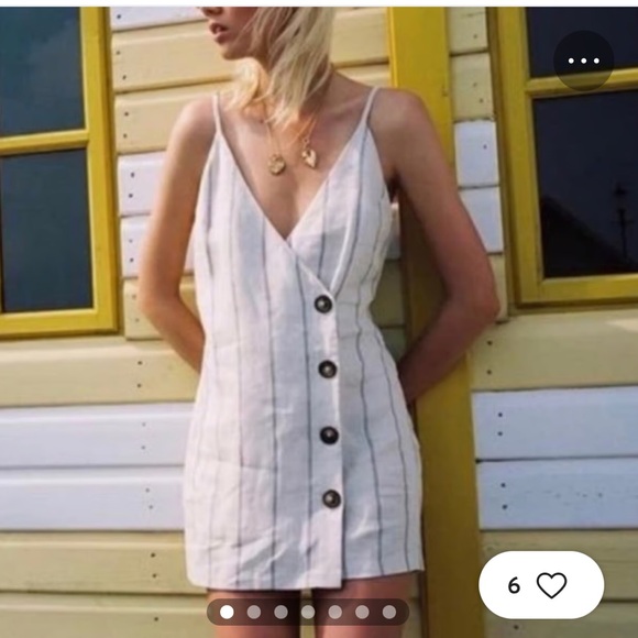 Reformation Cayman Mini Dress Cream Linen Button Down Tank Sleeveless Size M - Picture 3 of 15